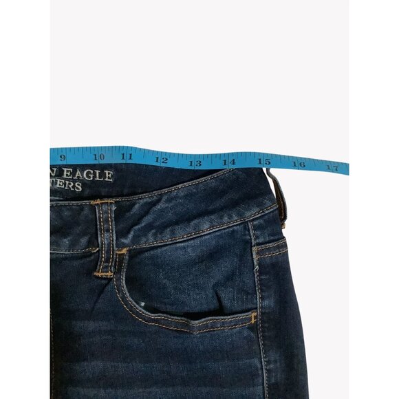 American Eagle Hi-Rise Jegging Jeans Size 12 Dark Wash Stretch Denim Slim Fit - Picture 3 of 6